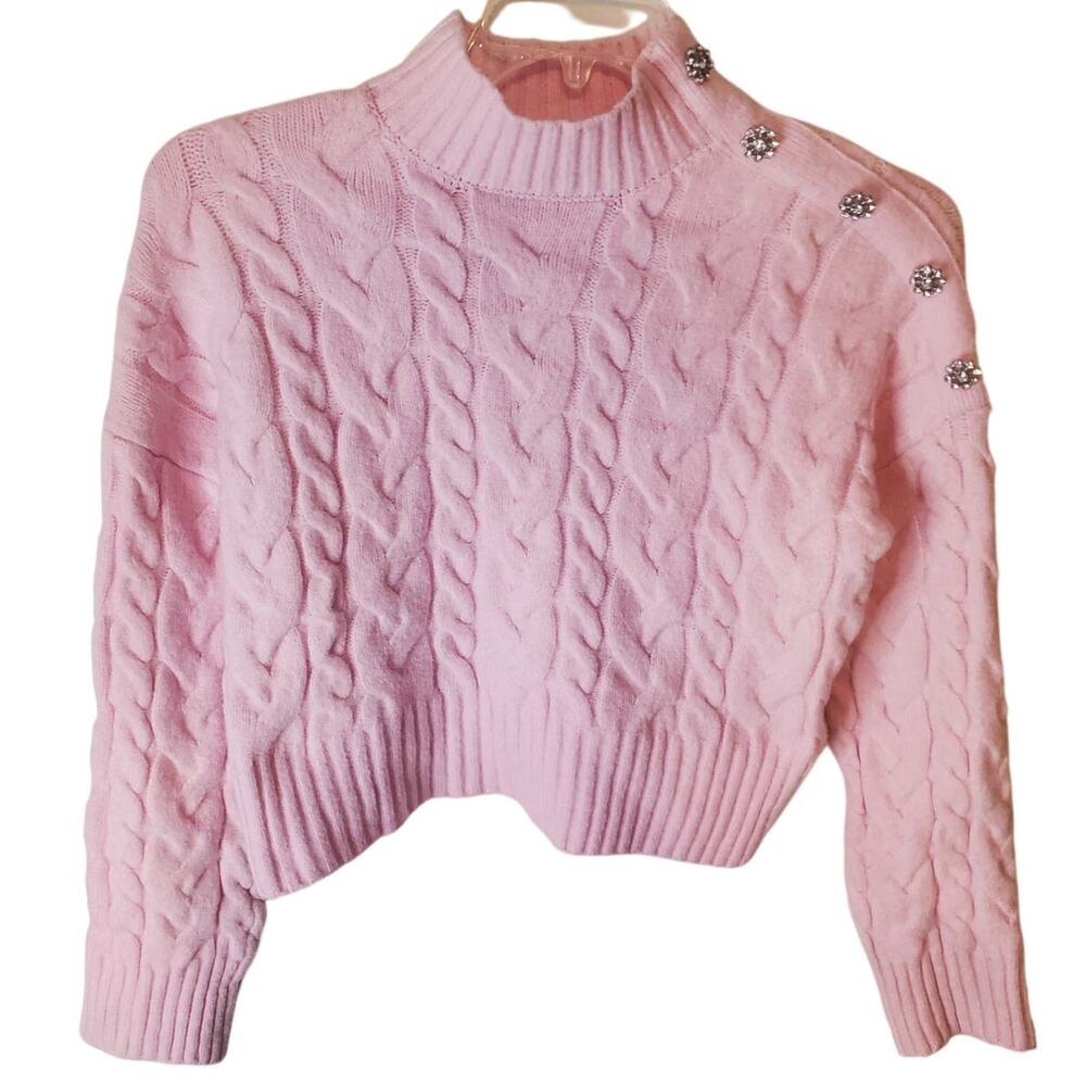 Happily Grey Pink Mock Neck Sweater, NWT, Medium